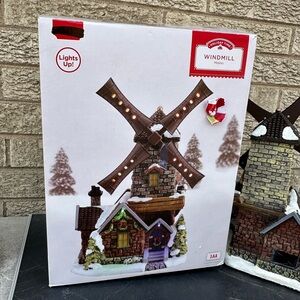 Holiday Time Christmas Village Windmill Light Up 12”. Tall. Works Great